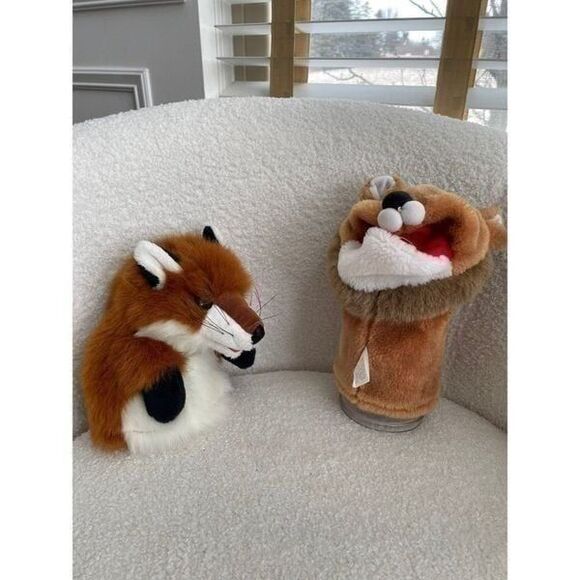 2 Hand Puppets Folkmanis Fox Lion - Picture 5 of 10
